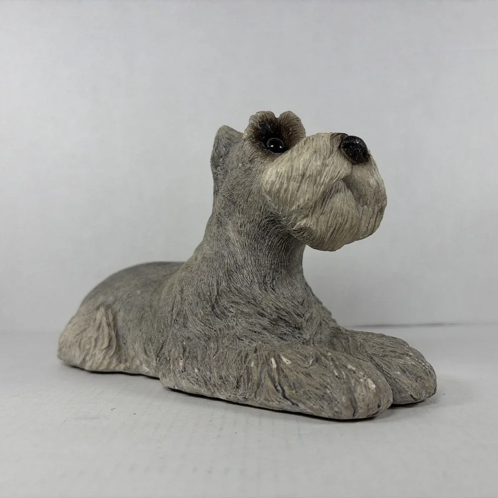 Vintage 1981 Sandicast Schnauzer Dog Figurine Sculpture Signed Sandra Brue